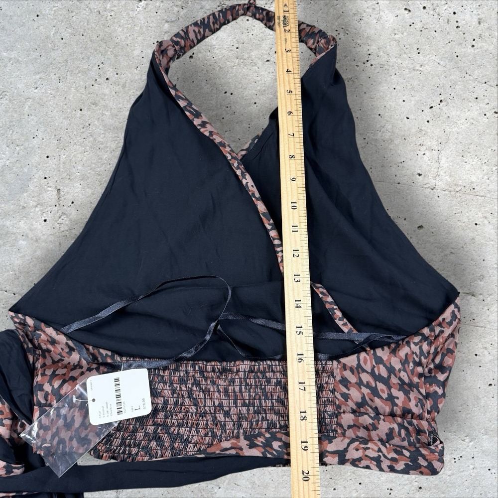 Free People 2 Way Street Halter Top Wrap Animal Leopard Print NWT Sz‎ L - Picture 6 of 6